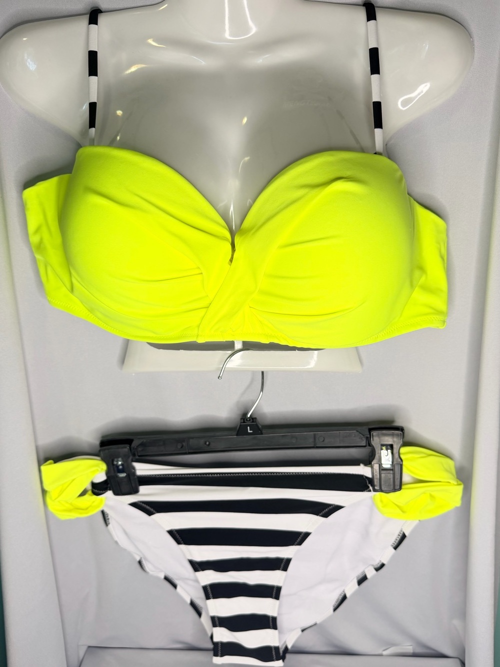 Neon yellow, 2 piece bikini with matching bottoms, size XL, new without tags.